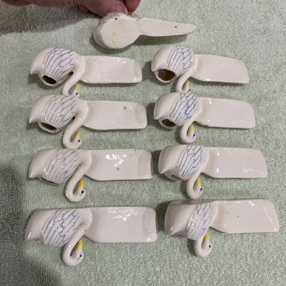 MCM Nameplate Name tags Kitsch Vintage Glazed Ceramic Swan 1950’s Lot Of  9 - Picture 8 of 8
